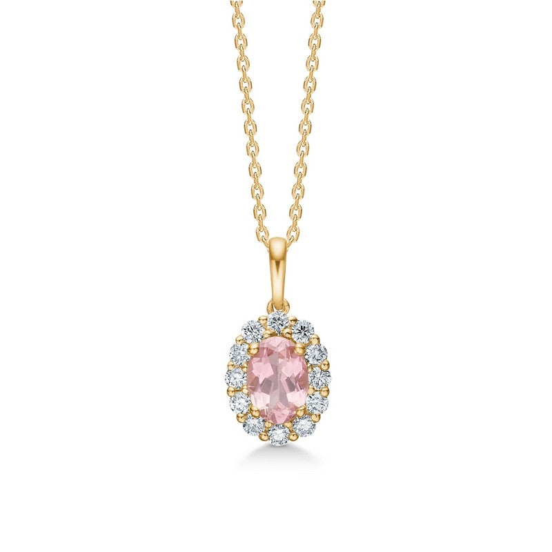 Portofino vedhæng fra Mads Z i 14 kt guld med pink topas og 0,035 ct diamanter